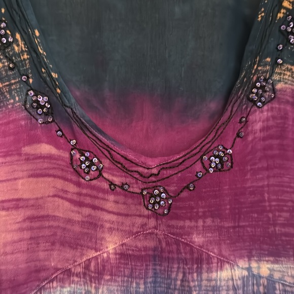 GREATER GOOD OMBRE TIE DYE IKAT BOHO FESTIVE WHIMSIGOTH TOP SIZE XXL 2X - Picture 4 of 5